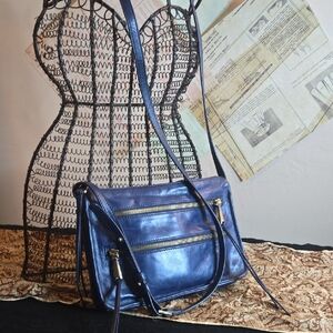 Elegant Blue Leather Crossbody Bag